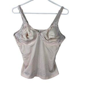 Bali Lace Tim Pink Satin Bra Tank Sz 40C Coquette